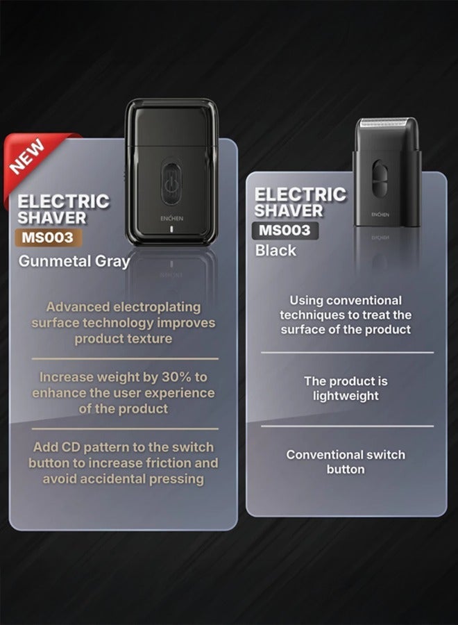 ENCHEN ماكينة حلاقة MS003 للرجال، ماكينة حلاقة كهربائية مدمجة مع مشذب منبثق، شحن نوع-C، محرك منخفض الضوضاء، تصميم مناسب للسفر لحلاقة ناعمة ومريحة - برونزي - Image 2